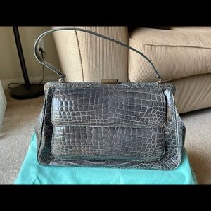 NEW Tiffany & Co. Laurelton Gray Glazed Crocodile Handle Purse Handbag $…